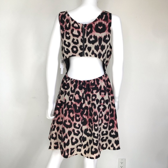 AQUA  L animal print pink dress - Picture 6 of 9